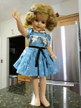Vintage 14-15&quot; Shirley Temple Ideal Doll ST-15 Blue Floral Dress Incomplete - £111.43 GBP