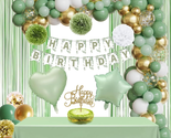 Sage Green Birthday Party Decorations,Olive Green Gold Balloon Garland,T... - $30.56