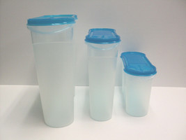 Set of 3 Stacking Storage Containers, Space-Saving, Locking Lids For Dry Foods - £15.66 GBP