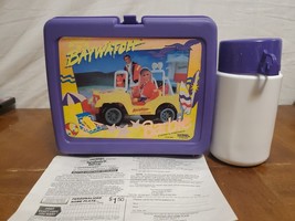 Baywatch Barbie Lunch Box + Thermos 1995 Purple Plastic Lifeguard Ken Je... - $514.71 MXN