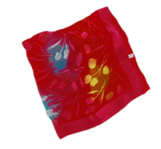 Ladies 20 Inch Square Scarf 100% Silk Sheer Floral Design Rolled Hem - £8.17 GBP