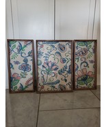 3 Piece Floral Framed Art Work Decor Tapestry Wall Hanging - $935.83 MXN