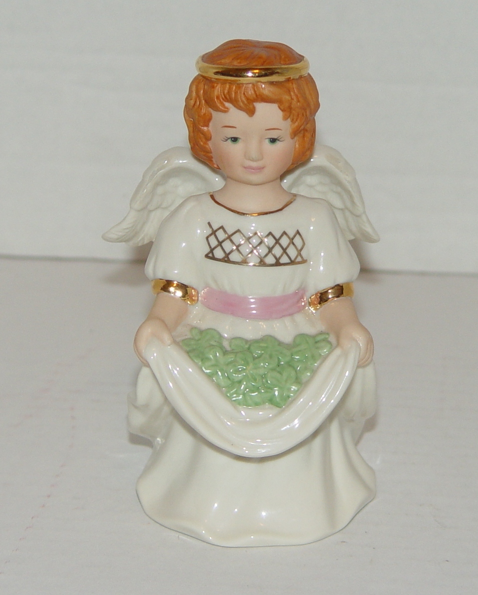 Lenox Shamrock Smiling Red Haired Irish Angel Figurine w/  Gold Accents  - £9.58 GBP