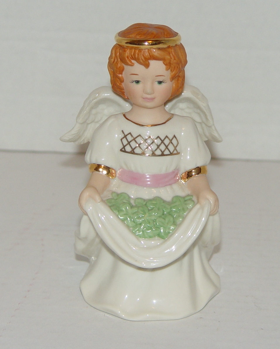 Lenox Shamrock Smiling Red Haired Irish Angel Figurine w/  Gold Accents  - $11.99