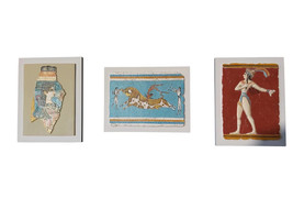 Set 3 Small Minoan Frescoes La Parisienne - Prince Of Lilies- Bull Leaping  - £85.89 GBP