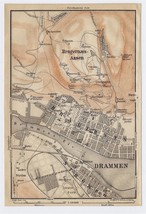 1914 Original Antique City Map Of Drammen / Norway - £16.86 GBP
