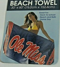 NCAA Ole Miss Rebels Beach Towel Horizontal Logo Center 30&quot; by 60&quot; by WinCraft - £21.32 GBP