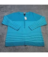 Lane Bryant Sweater Womens 18/20 Teal Blue Striped Casual Plus Size 1/4 ... - £31.27 GBP