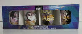 Disney Villains Shot Glass Lot Set of 4 NEW Barware Glassware Cruella Ev... - £15.97 GBP