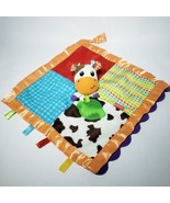 Infantino Cow 12&quot; Lovey Baby Security Blanket Green Leaf Teether Satin B... - £15.22 GBP