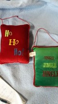 2 Decorative Christmas Velvet Embroidered Hanging Pillows,  9x7 ea. - $12.19