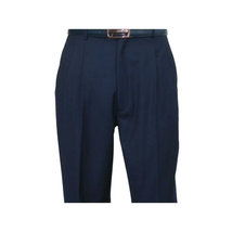 Men Apollo King Banded Collarless suit Mandarin 5 Hidden Button Panel AG52 Navy image 12