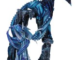 20&quot;H Large Blue Frozen Dragon On Arch With Wyrmling By Ice Stalagmite St... - $179.99