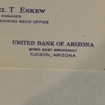 United Bank Of Arizona Vintage Business Card Tucson Arizona bc9 - £2.35 GBP