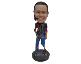 Custom Bobblehead Scary Zombie Wearing T-Shirt And Jeans - Holidays &amp; Festivitie - £66.33 GBP