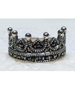 Very Nice Sterling Marcasite Crown Toe or Finger Ring Size 8 - £7.82 GBP