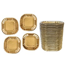 Gold Foil Mini Dessert Paper Plates - Appetizer Plate - Charcuterie Plate - Vale - £20.55 GBP