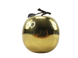 Vintage Brass Apple-Shaped Lidded Trinket Box with Leaf Stem 6.5 in Tall - $29.65