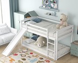 Twin Over Twin Bunk Bed With Slide, Ladder, Guardrails, For Boys &amp; Girls... - $547.99