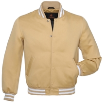 Baseball letterman college uni bomber super jacket sports clothing ivory satin - £54.35 GBP