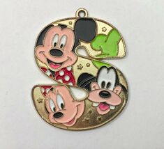 Disney Disneyland LETTER S Mickey Pendant Charm 1.5 inch Goofy Minnie - $9.87