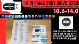 14 In 1 Bootable Mac OS X USB Flash Drive 128GB 20+ Page Guide Guide &amp; Support - £39.95 GBP