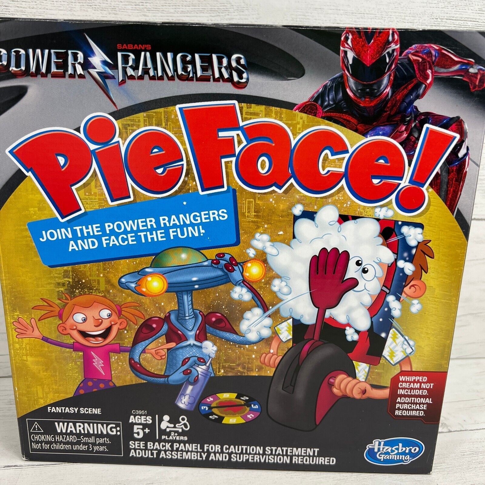 Hasbro Games Pie Face 2017 Power Rangers Whipped Cream Spin Handle Turn Crank - £31.59 GBP