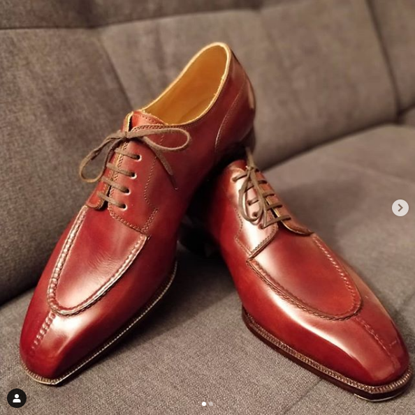 Handmade cognac patina dress shoes, men rusty tan leather shoes, leather shoes