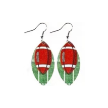 Football Rugby Ball and Field Layered Earrings Faux Leather Sport #9 New - £7.47 GBP