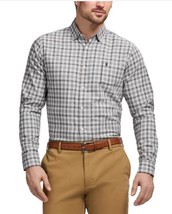 Izod Mens Shirt Gray Grey Multicolor Plaid Luxe Twill Stretch Long Sleeves - $42.99