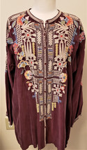 Johnny Was Embroidered Tunic/Dress Sz-XL Burgundy - £167.84 GBP