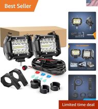 2PC 4Inch Triple Row Led Light Pods 60W Flood Spot Combo 6000LM 2Pcs 6.5... - $56.70