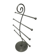 Metal Silver Tone 4 Tier Jewelry Organizer Display Stand 13.5&quot; Tall - £11.82 GBP