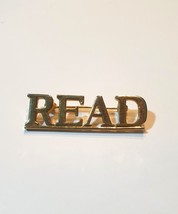 Word READ Typography Pin Brooch Gold Tone Metal - $30.20