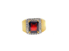 Mens Garnet Ring 3 Ct Garnet Mens Ring Gold Plated Solid Silver - $159.77