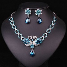 Fashion Silver Plated Crystal Bridal Jewelry Set For Brides Swan Necklace Earrin - £21.35 GBP