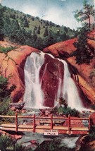 Helen Hunt Falls Colorado~Bridge &amp; Sign~ J E Lavlax Artist Signed Postcard 1908 - £6.13 GBP
