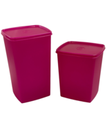 2 Tupperware Basic Bright Square Round Modular Canister Hot Pink 313-17 ... - £21.23 GBP