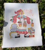 Boho Blonde Needlework Diva Maker Completed Cross Stitch Boudoir Chair Cats Sgnd - £30.53 GBP