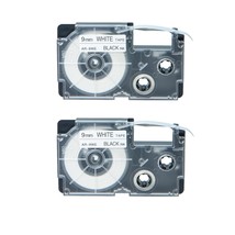 2Pk Black On White Tape Xr9We Cartridge For Casio Ez Label Printer 9Mm - £13.38 GBP
