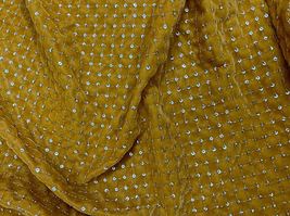 Mustard and Gold Embroidered Velvet Fabric, wedding Dress Fabric - VLTF21 - £7.41 GBP+