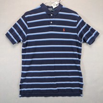 Vtg Polo by Ralph Lauren Men&#39;s L Blue Navy Striped Polo Shirt Orange Pon... - $20.00