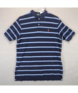 Vtg Polo by Ralph Lauren Men&#39;s L Blue Navy Striped Polo Shirt Orange Pon... - $20.00