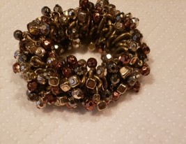 Faceted Plastic and Metal Beads Drop Bracelet in  Gold - $9.89