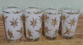 Vintage Set Of 4 Atomic Starburst Mid Century Modern Drinking Glasses - $21.91