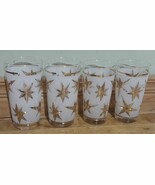 Vintage Set Of 4 Atomic Starburst Mid Century Modern Drinking Glasses - $30.04 CAD