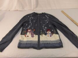 Adult Women's Croft &amp; Borrow Blue Winter Scene Full Zipper Sweatshirt 31182 - $13.97