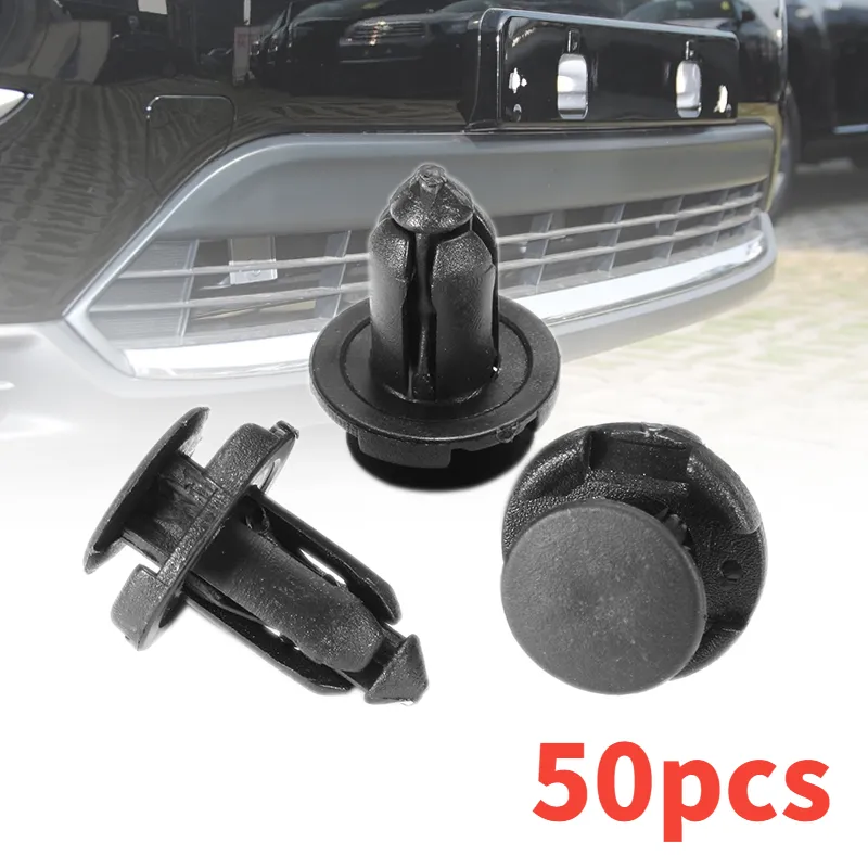 50pcs 9mm Clips Auto Bumper Fender Buckle Mudflap Splash Guard Rivet Push Clips - £9.10 GBP