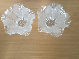 A Pair of glass flower shaped bowls / candleholders /containers free shipment  - £23.53 GBP
