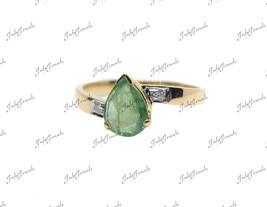 Natürlicher Smaragd Diamant Ehering 1.5 Karat Hochzeit Ring 14K Emeraldring - £272.46 GBP